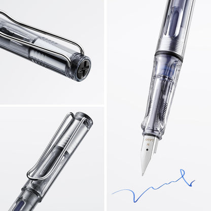 LAMY safari vista - Fountain Pen with ergonomic grip & polished steel nib in size F - ideal for any Writing & Calligraphy - including LAMY T 10 blue cartridge - Right-Handed