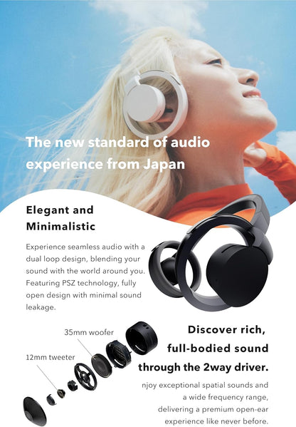 nwm ONE Wireless Open-Ear Headphones | Prevents Sound Leakage with PSZ Technology (Bone Conduction Alternative) | Bluetooth 5.3 | Multipoint | 20-Hour Battery Life with Microphone | Dark Gray