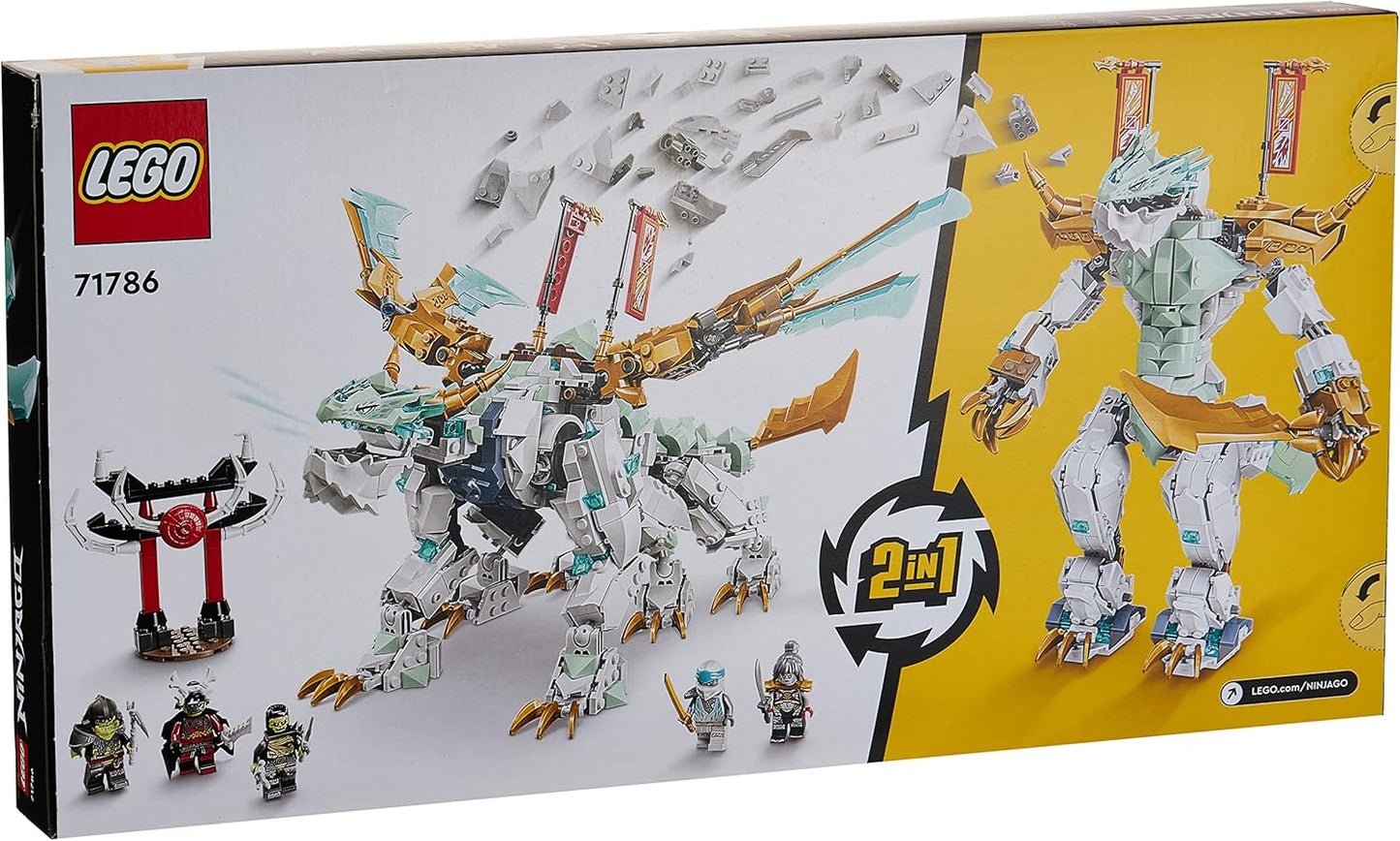 LEGO 71786 NINJAGO Zane's Ice Dragon 2 in 1 Building Kit with Ninja Action Figure, Building Toy with Rebuild and Arm Dragon Toy for Kids, Gift Idea, from 10 Years