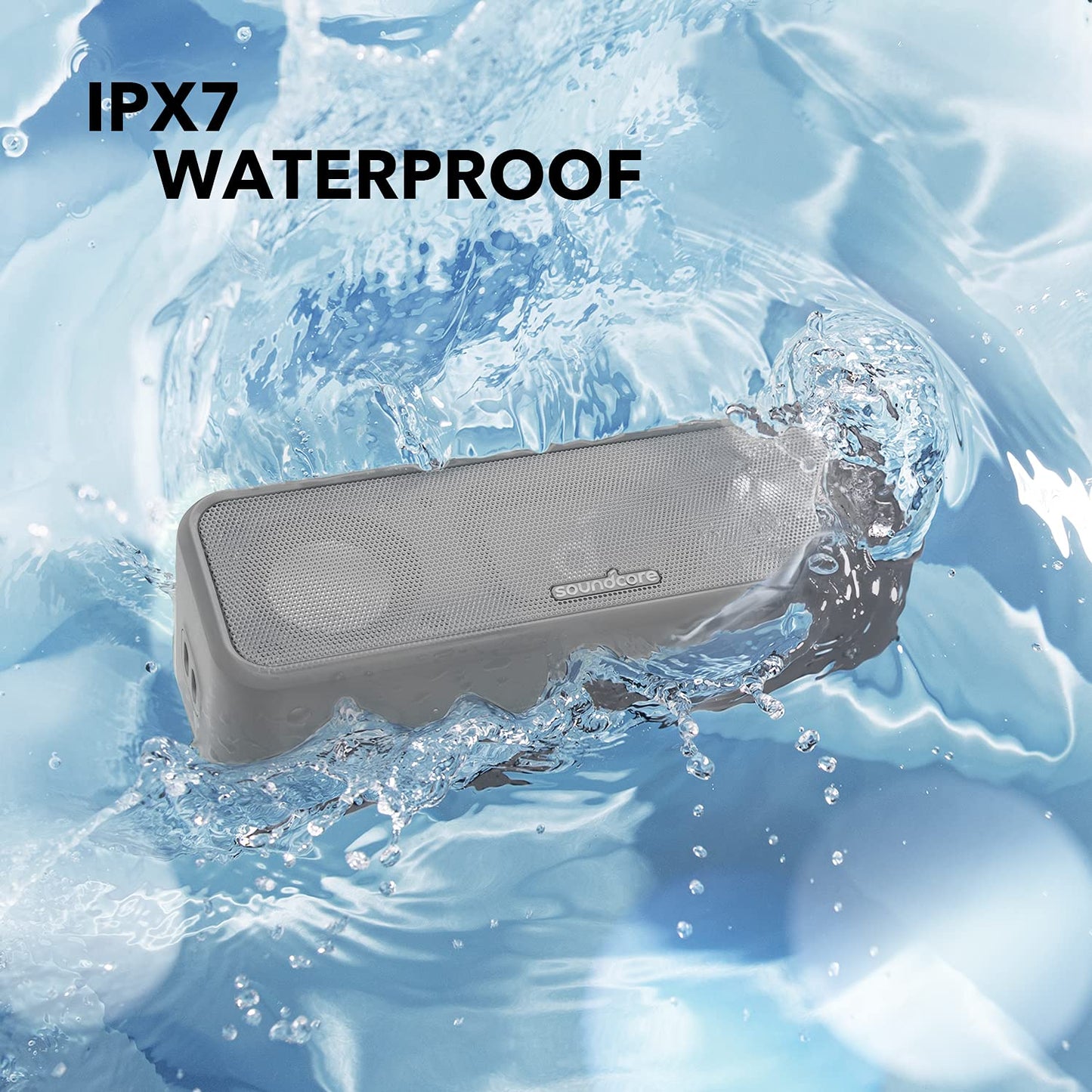 Anker Soundcore 3 Bluetooth スピーカー IPX7 防水 チタニウムドライバー デュアルパッシブラジエーター BassUpテクノロジー アプリ対応 イコライザー設定 USB-C接続 24時間連続再生 PartyCast機能 お風呂 プレゼント ギフト グレー