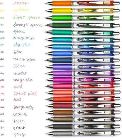 Retractable Gel Pen 0.7mm Japan – Pentel EnerGel Silver Shaft – Fast Dry Smooth Ink – For Office & Study – Original Imported