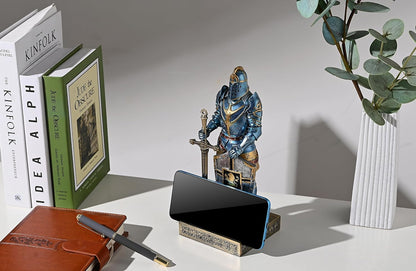 HDMbigmi King's Guard Ornament Knight Statue for Desk, Desktop Accessories Pen Holder Pen Stand Paperweight for Office and Home (Blue)