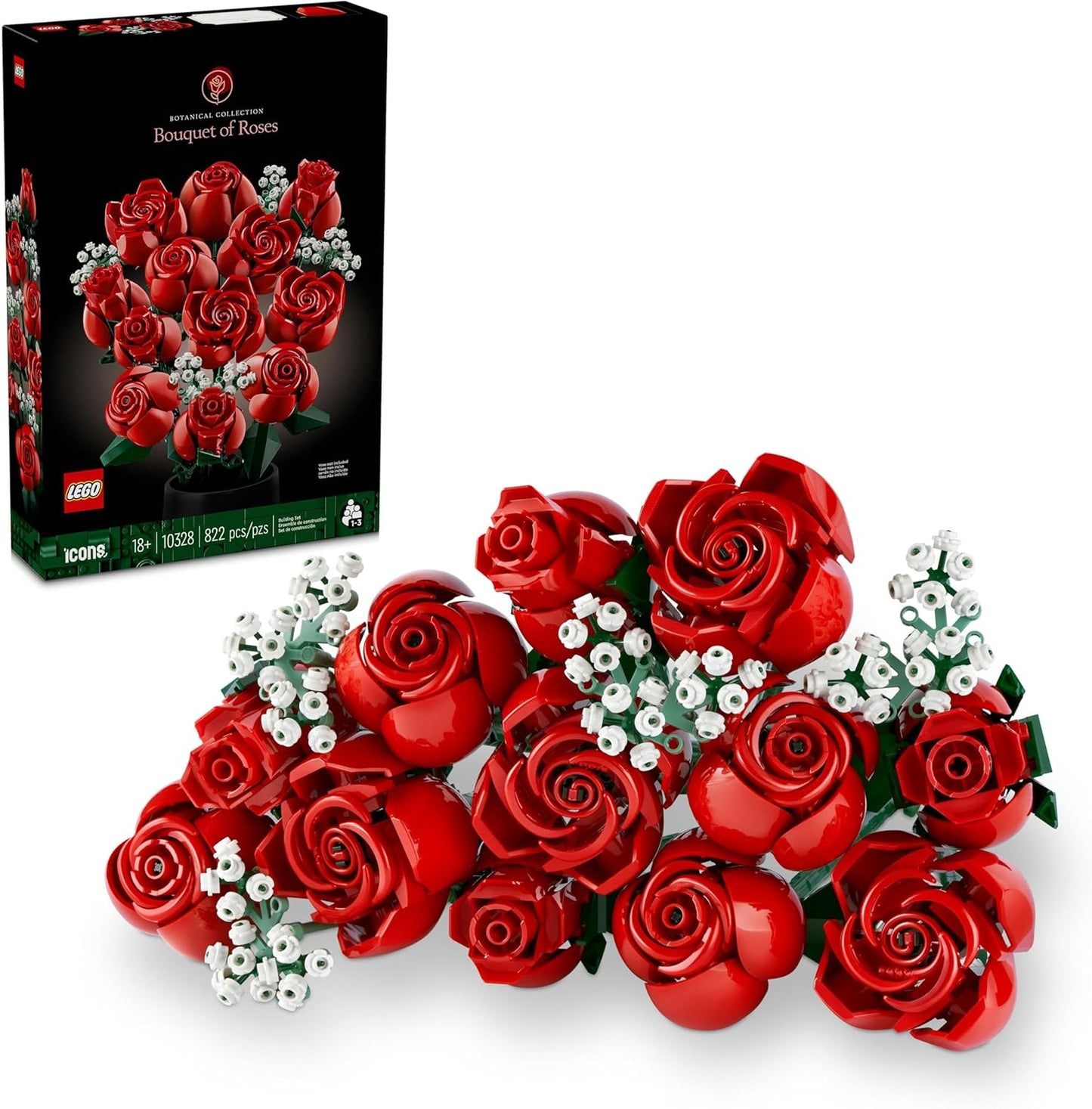 Lego 10328 Icons Rosenstrau, 12 Rosen, 4 Zweige Schleierkraut
