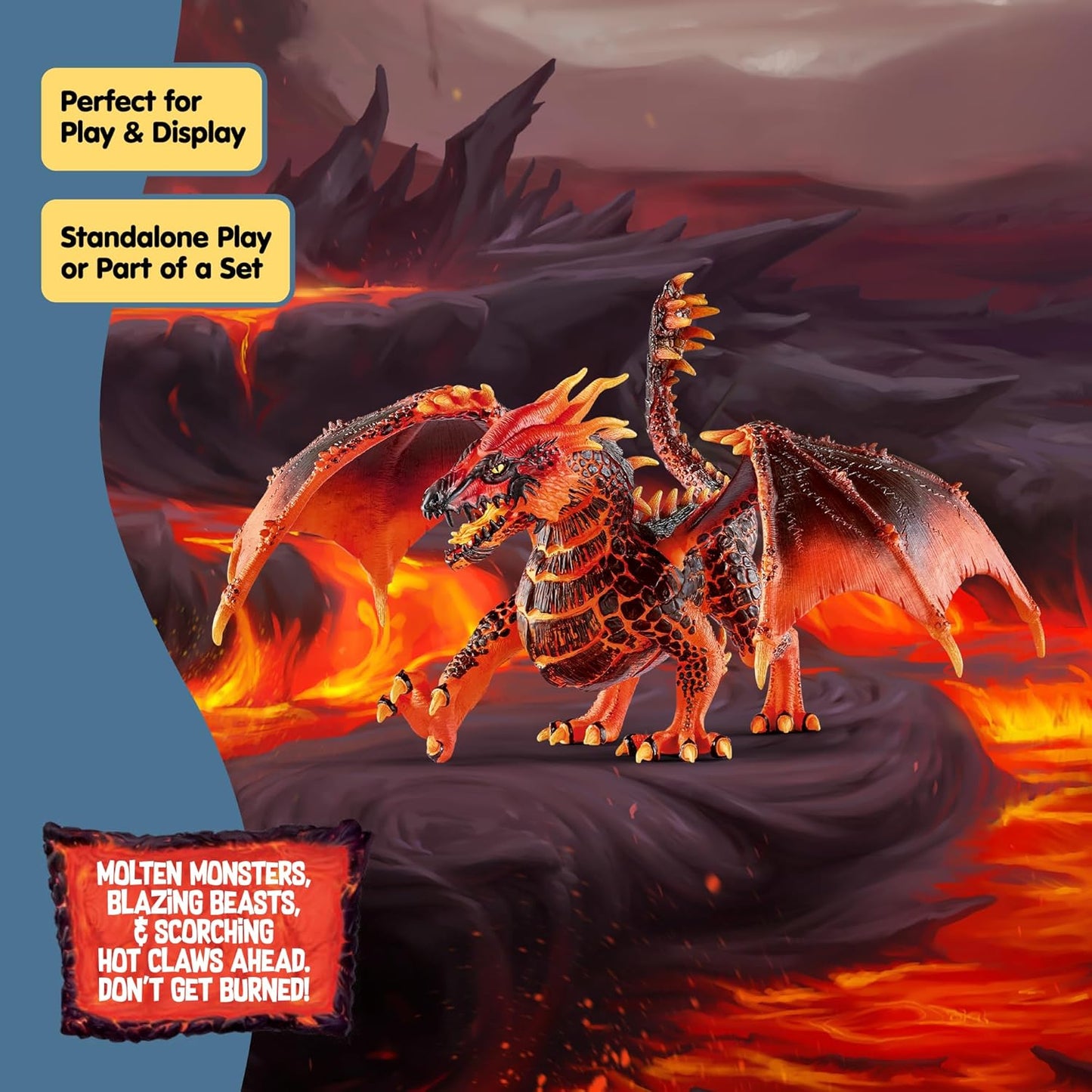 schleich ELDRADOR CREATURES - Lava Dragon, ELDRADOR CREATURES Red Dragon Toy Figurine with Moveable Wings, For Children Ages 7+