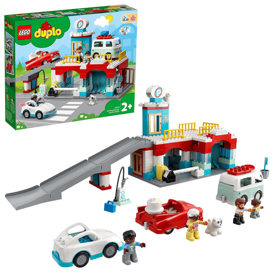 LEGOå¨ DUPLOå¨ Car Park and Car Wash 10948 Kids‰۪ Building Toy Featuring a Car Wash, Petrol Station and Car Park