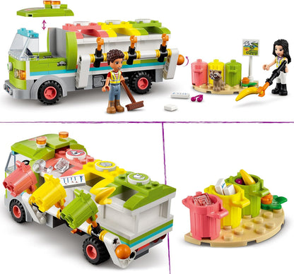 LEGO 41712 Friends Recycling Truck Toy for 6 Year Old Kids with Dumpsters and Trash Bins, Educational and Fun Set on Garbage Collector Craft
