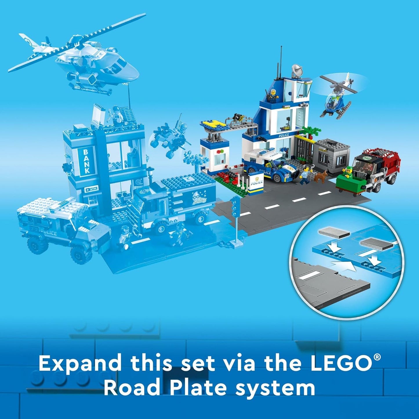 LEGO City Police Station with Van, Garbage Truck & Helicopter Toy 60316, Gifts for 6 Plus Year Old Kids, Boys & Girls with 5 Minifigures and Dog Toy