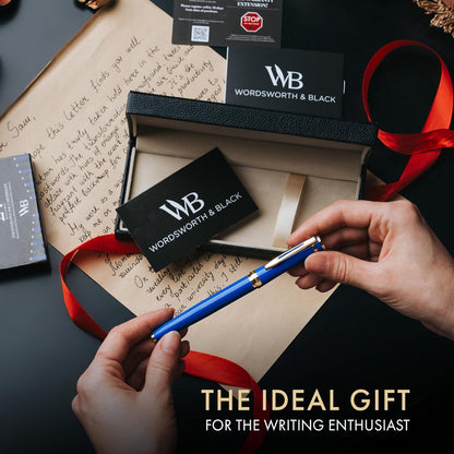 Wordsworth & Black Fountain Pen Set, 18K Gilded Medium Nib, Includes 24 Pack Ink Cartridges, Ink Refill Converter & Gift Box, Gold Finish, Calligraphy, [Imperial Blue], Perfect for Men & Women, detail image