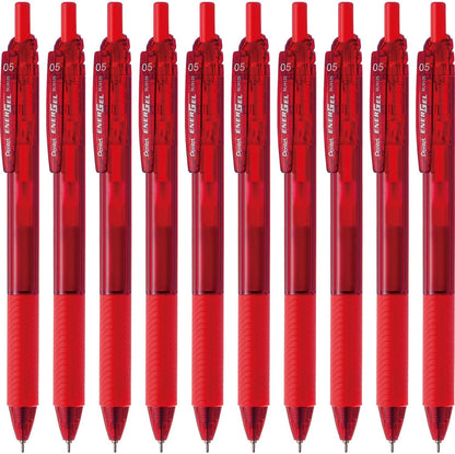 Pentel BLN125-B EnerGel Ink Ballpoint Pen, S, 0.02 inches (0.5 mm), Red, 10 Pieces