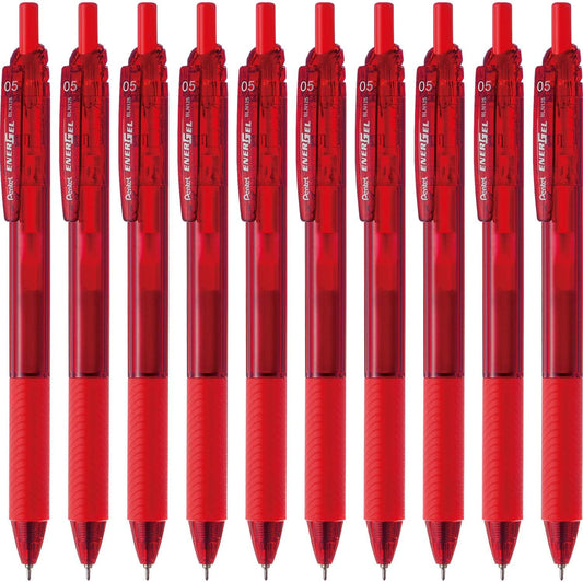Pentel BLN125-B EnerGel Ink Ballpoint Pen, S, 0.02 inches (0.5 mm), Red, 10 Pieces