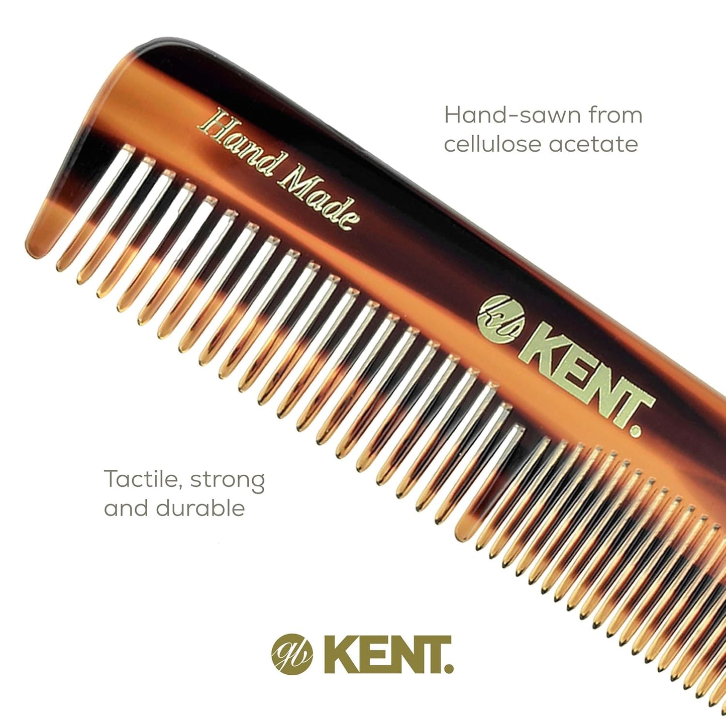Kent OT 4.4" Pocket Comb ??? Fine & Wide Tooth Handmade Comb for Hair, Beard, Mustache. Ideal for Travel. Saw Cut and Hand Polished.