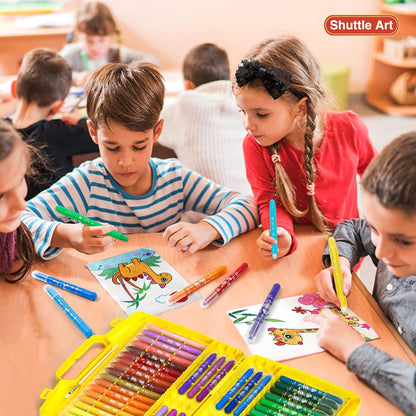 Shuttle Art Crayons Set of 48 Drawable Water-Based Washable Marker Pens