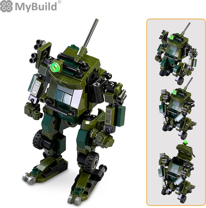 MyBuild Mecha Frame Armed Forces 7002 - Ajax Mech and Army Vehicle Building Toy Military Themed Builing Brick Set