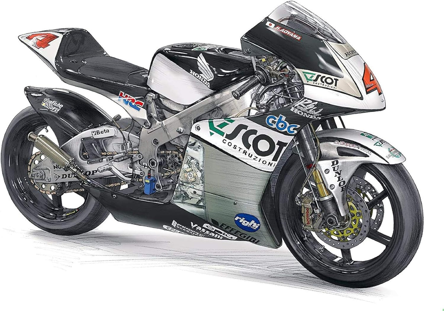 Hasegawa 1:12 Scale Scot Racing Team Honda RS250RW Model Kit