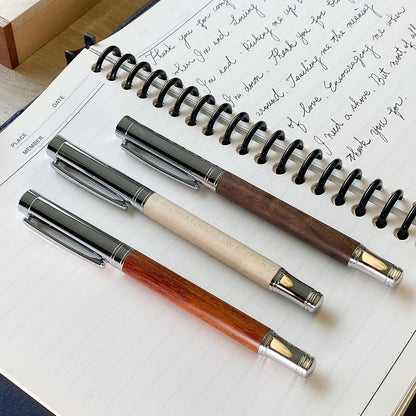 LACHIEVA Luxury Walnut Fountain Pen, Nice Pen with German-made Fine Nib, Converter, Cartridges. Nice Wood Pen Set for Men & Women. Best and Professional, Executive, Office Gift (Walnut).