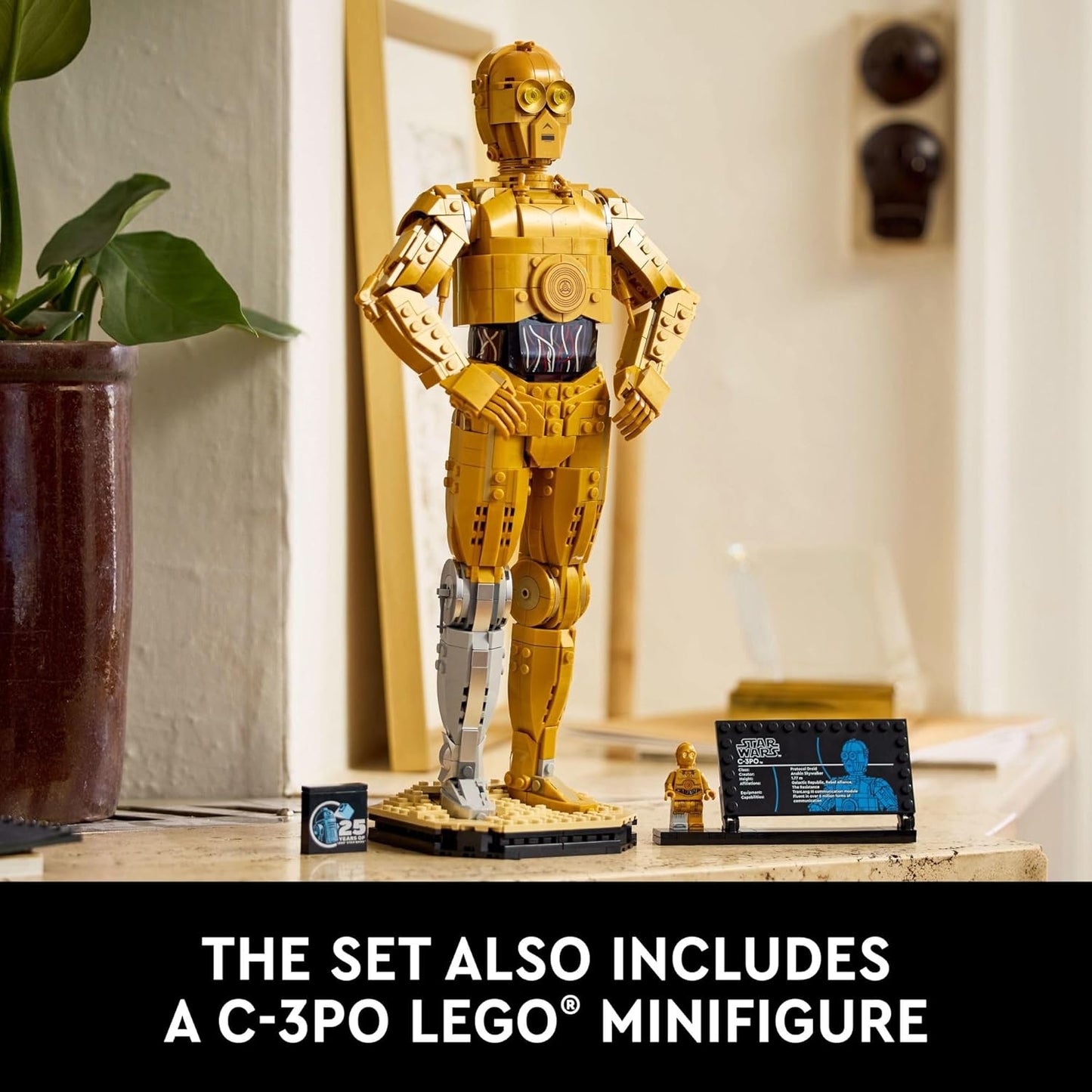 LEGO Star Wars C-3PO Buildable Droid Figure 75398 with C-3PO Minifigure Assembly and Display Model Star Wars