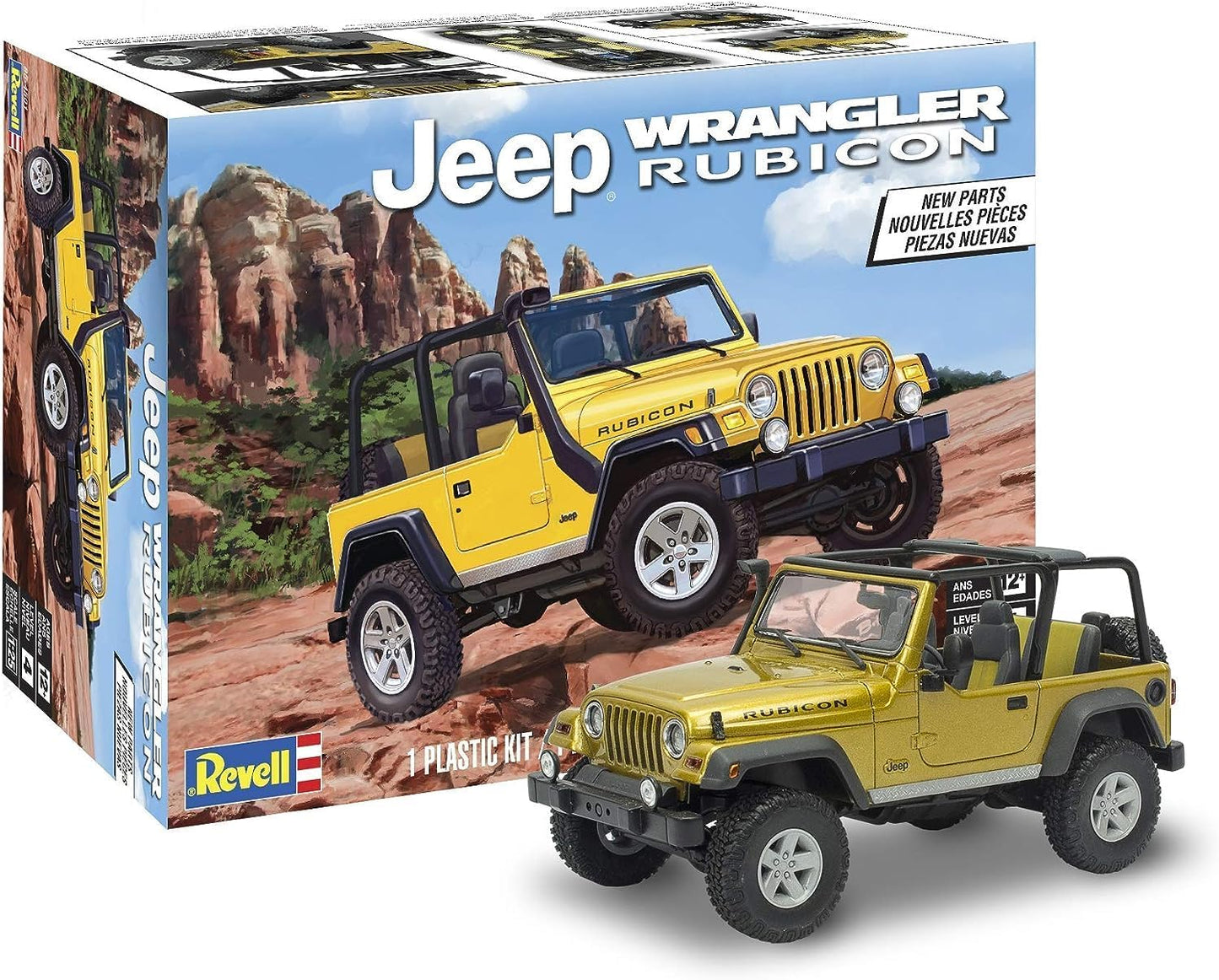REVELL USA, LLC Plastic Model KIT, Jeep Wrangler Rubicon,12 years old and up Yellow