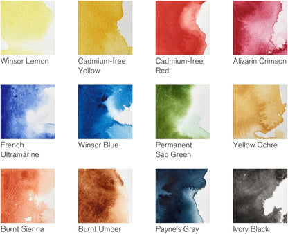 Winsor & Newton Professional Watercolor Paint Set, Compact Set, 12 Half Pan and Accessories