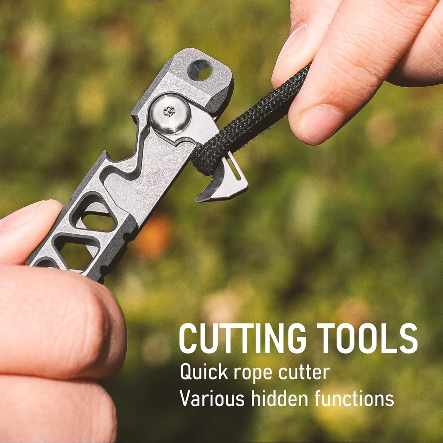 TISUR Titanium EDC Pry Bar, Keychain Pry Bar Multitool With Bottle Opener, Pocket Small Crowbar for Men Outdoor
