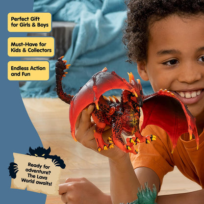 schleich ELDRADOR CREATURES - Lava Dragon, ELDRADOR CREATURES Red Dragon Toy Figurine with Moveable Wings, For Children Ages 7+