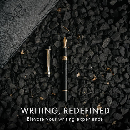 Wordsworth & Black Primori Fountain Pen Set [Black Gold]; Medium Nib, Gift Case, 24 Ink Cartridges, Refill Converter, Manual; Journaling, Calligraphy, Smooth Writing Pens; Left & Right Handed, alternate view