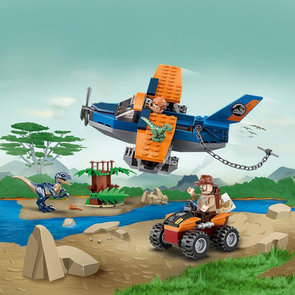 LEGO 75942 Jurassic World 4+ Velociraptor: Biplane Rescue Mission Dino Toys for Preschool Kids