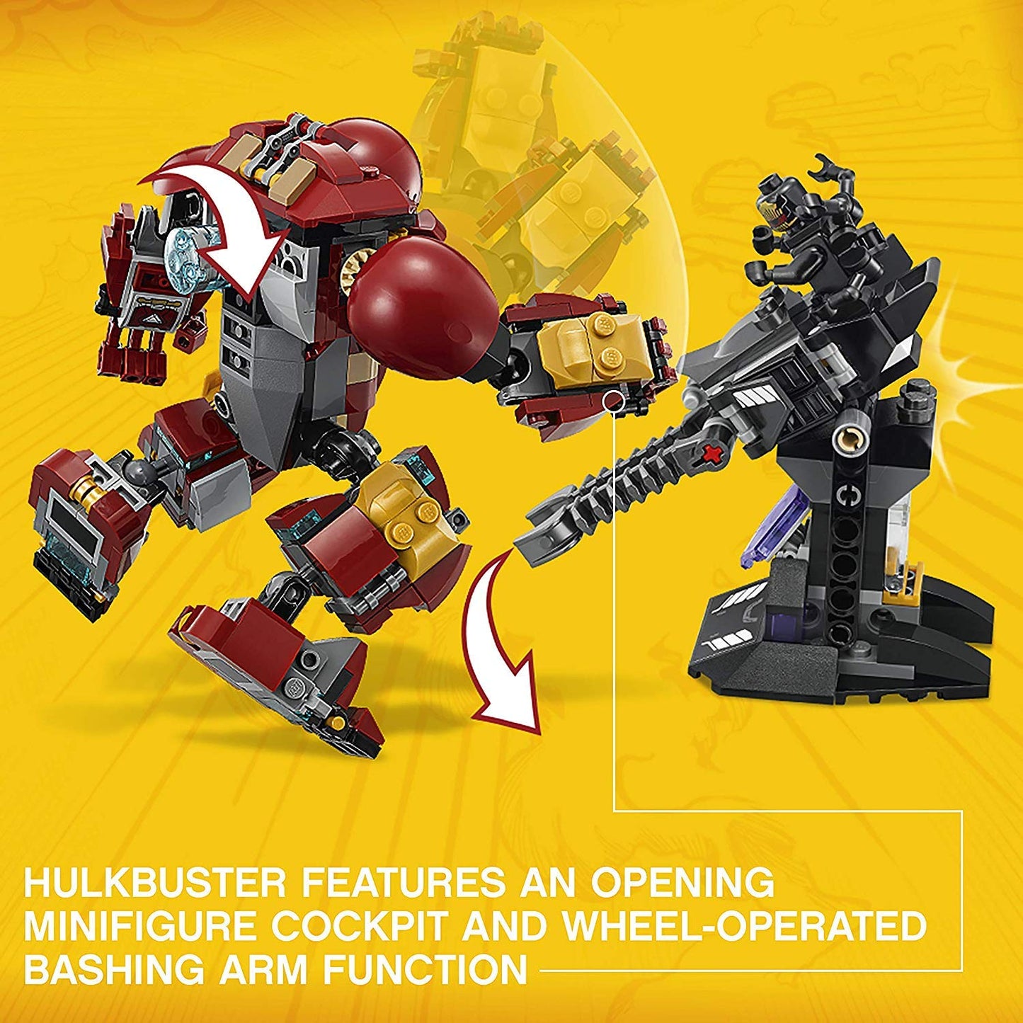 Lego 76104 Marvel Avengers The Hulkbuster Smash-Up, Bruce Banner, Falcon, Proxima Midnight & Outrider, Wakanda Defence Playset
