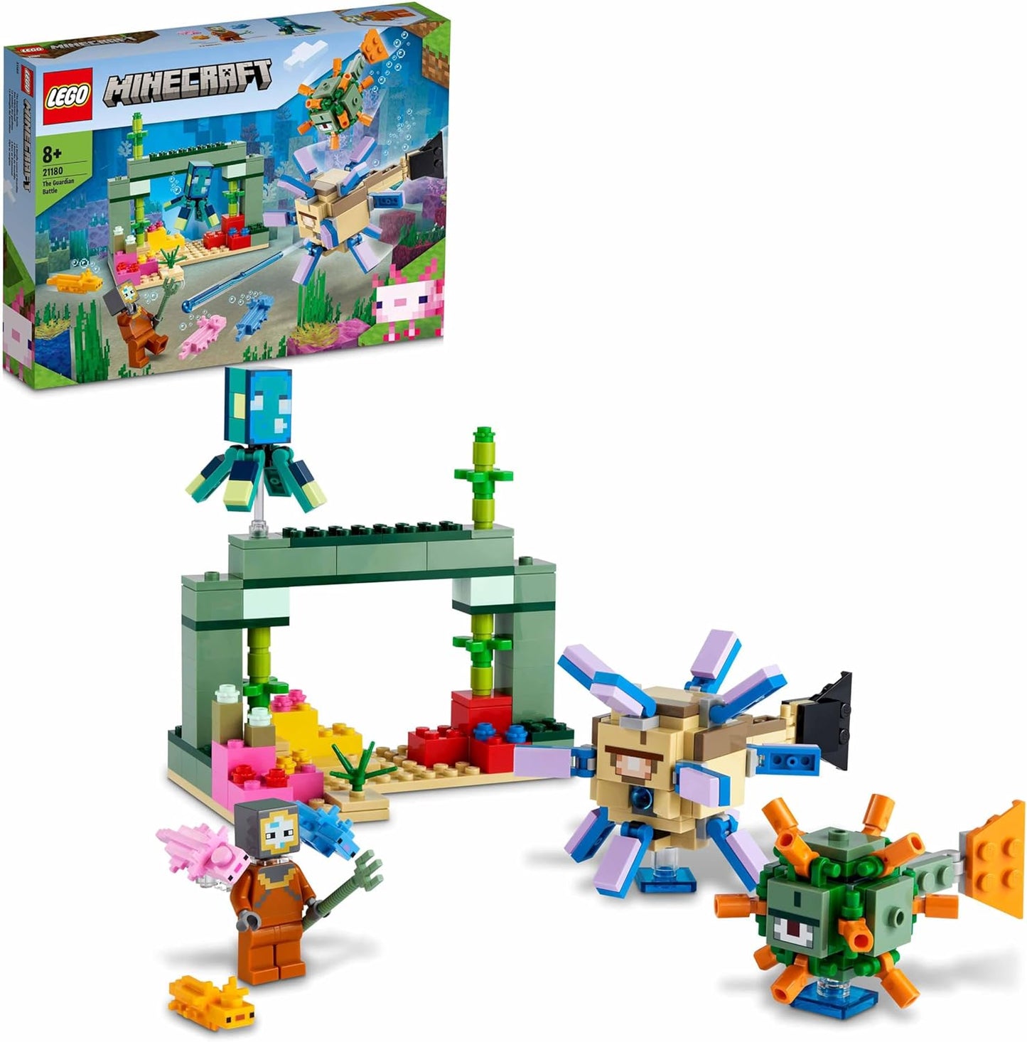 LEGO Minecraft The Guardian Battle 21180 Building Kit; Underwater Adventure Playset; Great Gift for Kids Aged 8+