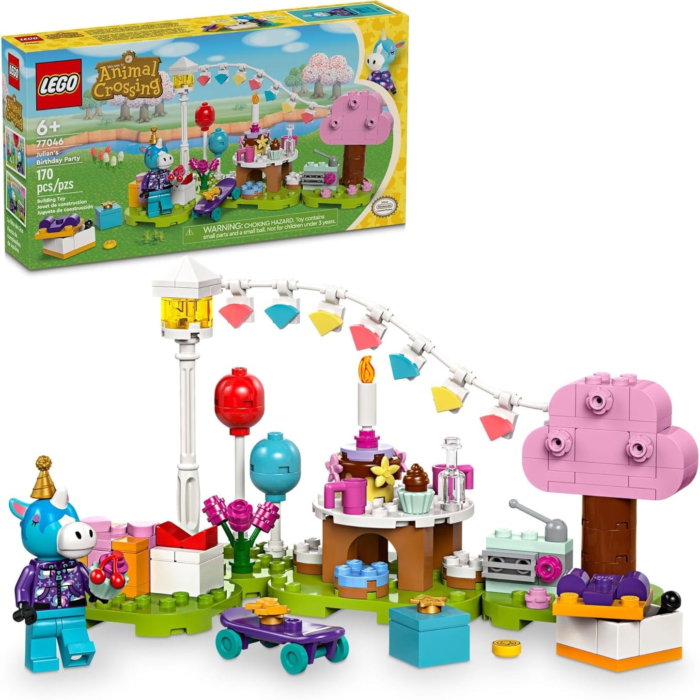 LEGO Animal Crossing Julian???s Birthday Party Video Game Toy for Kids, Animal Crossing Toy from The Video Game Series with Horse Toy Minifigure, Birthday Gift for Girls and Boys Ages 6 and Up, 77046