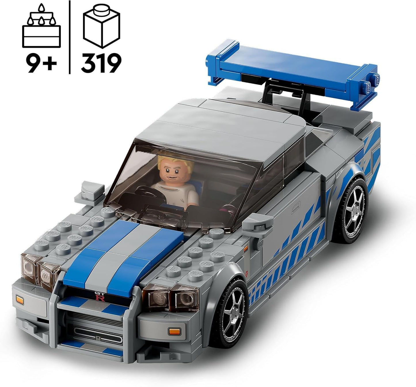 Lego Speed Champions 2 Fast 2 Furious Nissan Skyline GT-R (R34), Race Car Toy Model Building Kit, Collectible with Racer Minifigure, 2023 Set for Kids, Boys and Girls Ages 9 and Up 76917