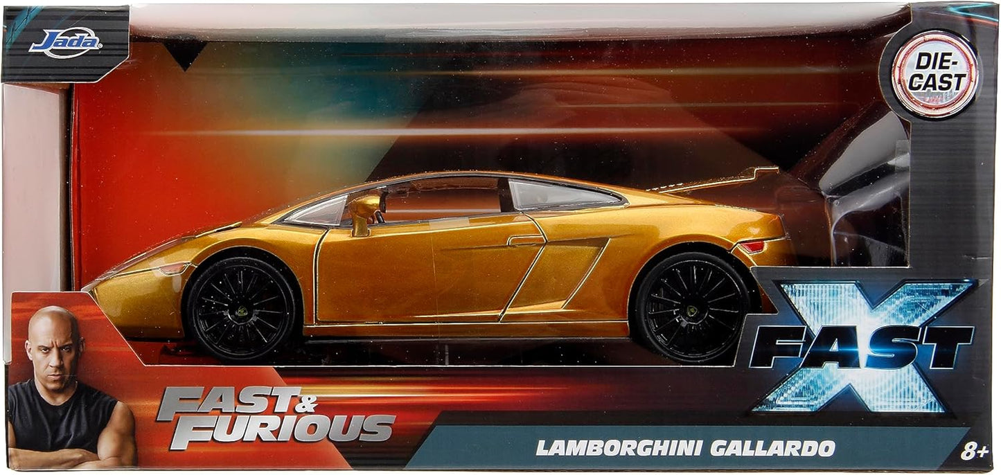 Fast & Furious Fast X 1:24 Gold Lamborghini Gallardo Die-Cast Car, Toys for Kids and Adults