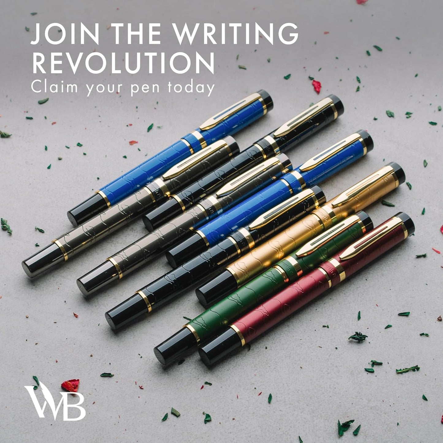 Wordsworth & Black Primori Fountain Pen Set [Black Gold]; Medium Nib, Gift Case, 24 Ink Cartridges, Refill Converter, Manual; Journaling, Calligraphy, Smooth Writing Pens; Left & Right Handed close up nib