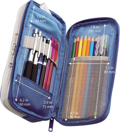 LIHIT LAB Double Pen Case, Large, 4.1 x 8.7, Green (A7661-7)