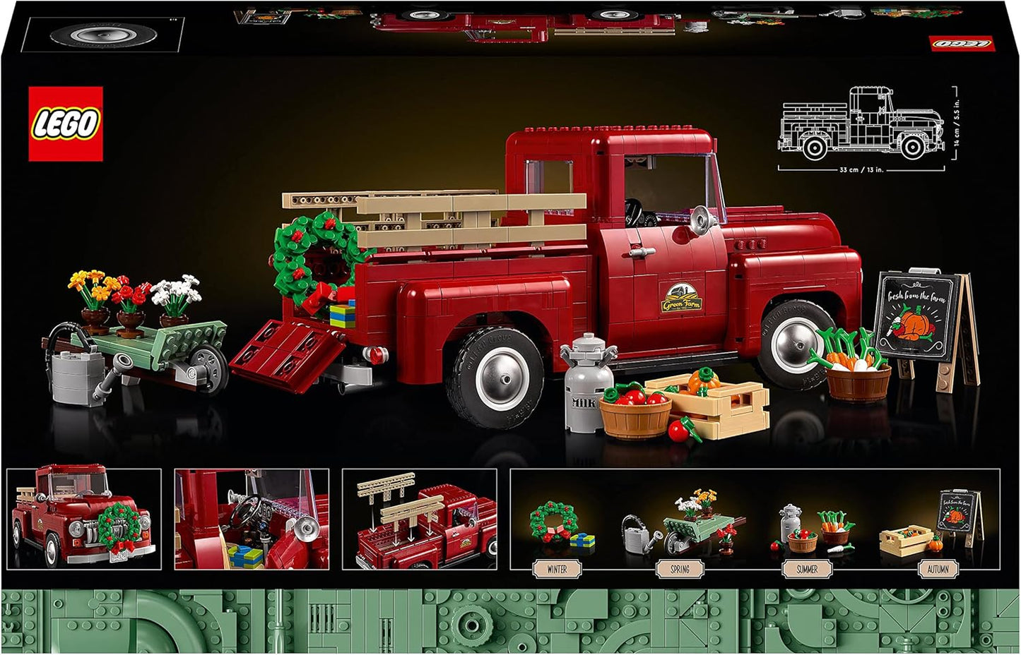 LEGO Icons Pickup Truck 10290 Building Kit for Adults; Build and Display an Authentic Vintage 1950