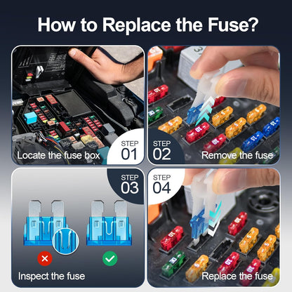 JOREST 60Pcs Car Fuse Kit -Replacement Fuses Assortment Kit for Car/RV/Truck/Motorcycle(2Amp 3A 5A 7.5A 10A 15A 20A 25A 30A 35A 40A) - Standard Blade Fuses Automotive + Auto Fuse Puller