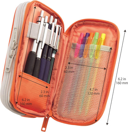 LIHIT LAB Double Pen Case, 3.3 x 6.9", Blue (A7660-8) (A-7660-8)