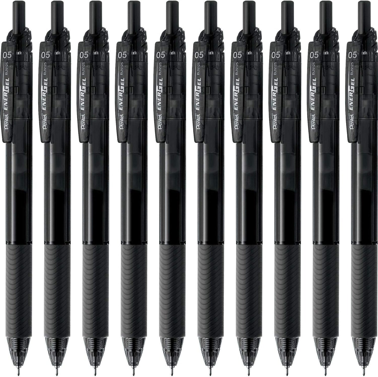 Pentel EnerGel S BLN125-A Gel Ink Ballpoint Pen, Tip Diameter: 0.02 inches (0.5 mm), Color: Black, Count: 10