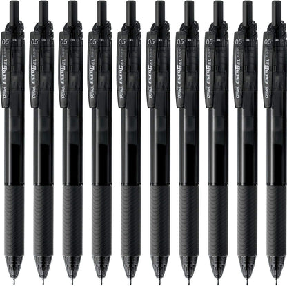 Pentel EnerGel S BLN125-A Gel Ink Ballpoint Pen, Tip Diameter: 0.02 inches (0.5 mm), Color: Black, Count: 10