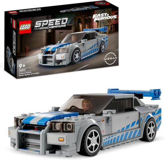 Lego Speed Champions 2 Fast 2 Furious Nissan Skyline GT-R (R34), Race Car Toy Model Building Kit, Collectible with Racer Minifigure, 2023 Set for Kids, Boys and Girls Ages 9 and Up 76917