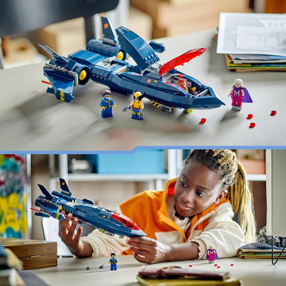 LEGO 76281 Marvel X-Jet X-Men Toy Plane Fighter Construction with Superhero Minifigures Wolverine, Magneto, Cyclops and Rogue, Gift for Boys and Girls Ages 8+