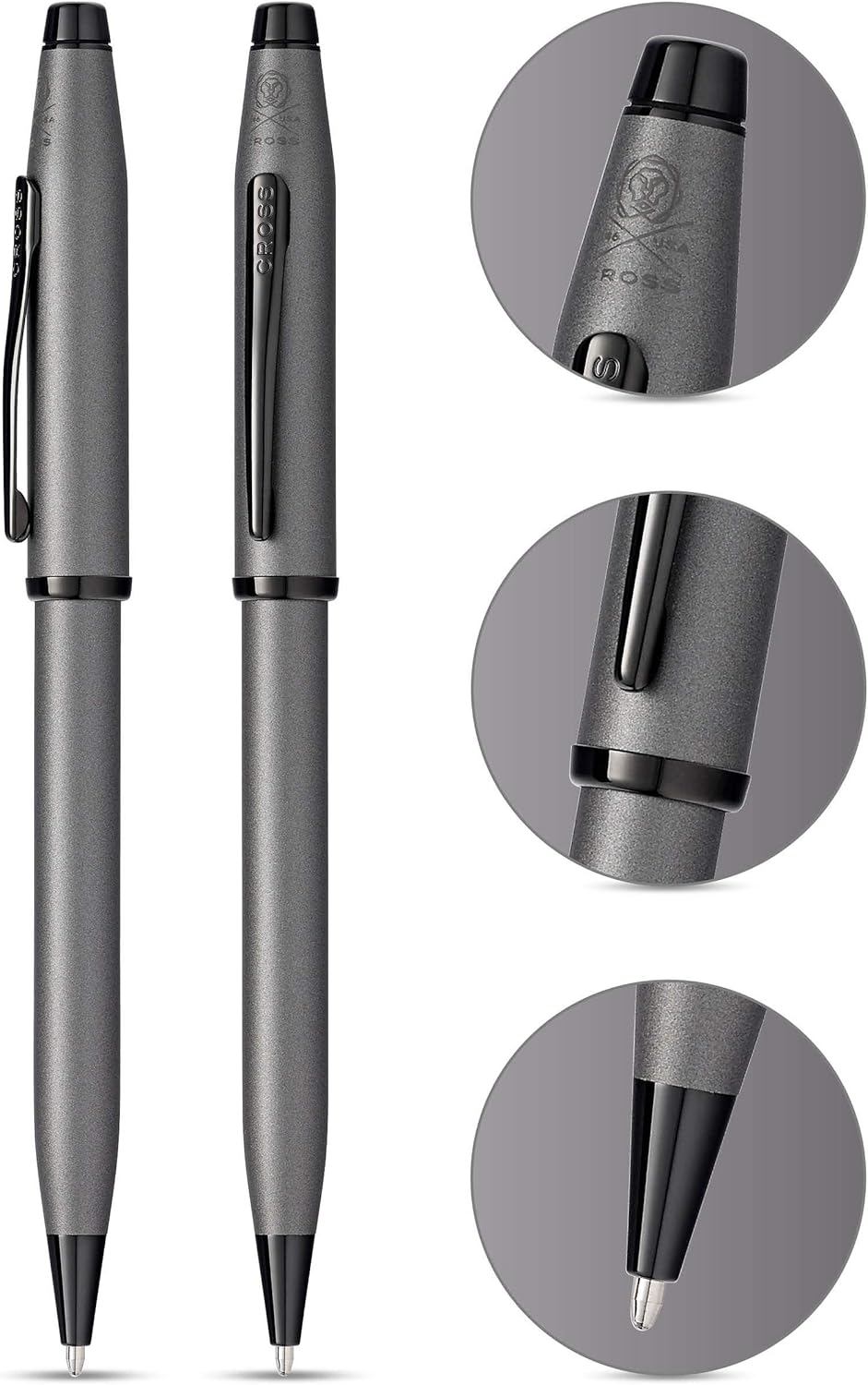 Cross Century II Refillable Ballpoint Pen Presented in a Luxury Gift Box - Medium Point, Black Ink, Brushed Gunmetal Gray