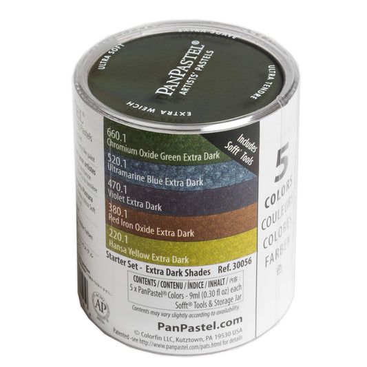 PanPastel Artist Pastels by GOLDEN, Extra Dark Shades Set, 5 Color, Professional Artist Pastels, Unique Pan Format (cake-like)