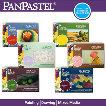 PanPastel Artist Pastels by GOLDEN, Painting Set, 20 Color, Professional Artist Pastels, Unique Pan Format (cake-like)