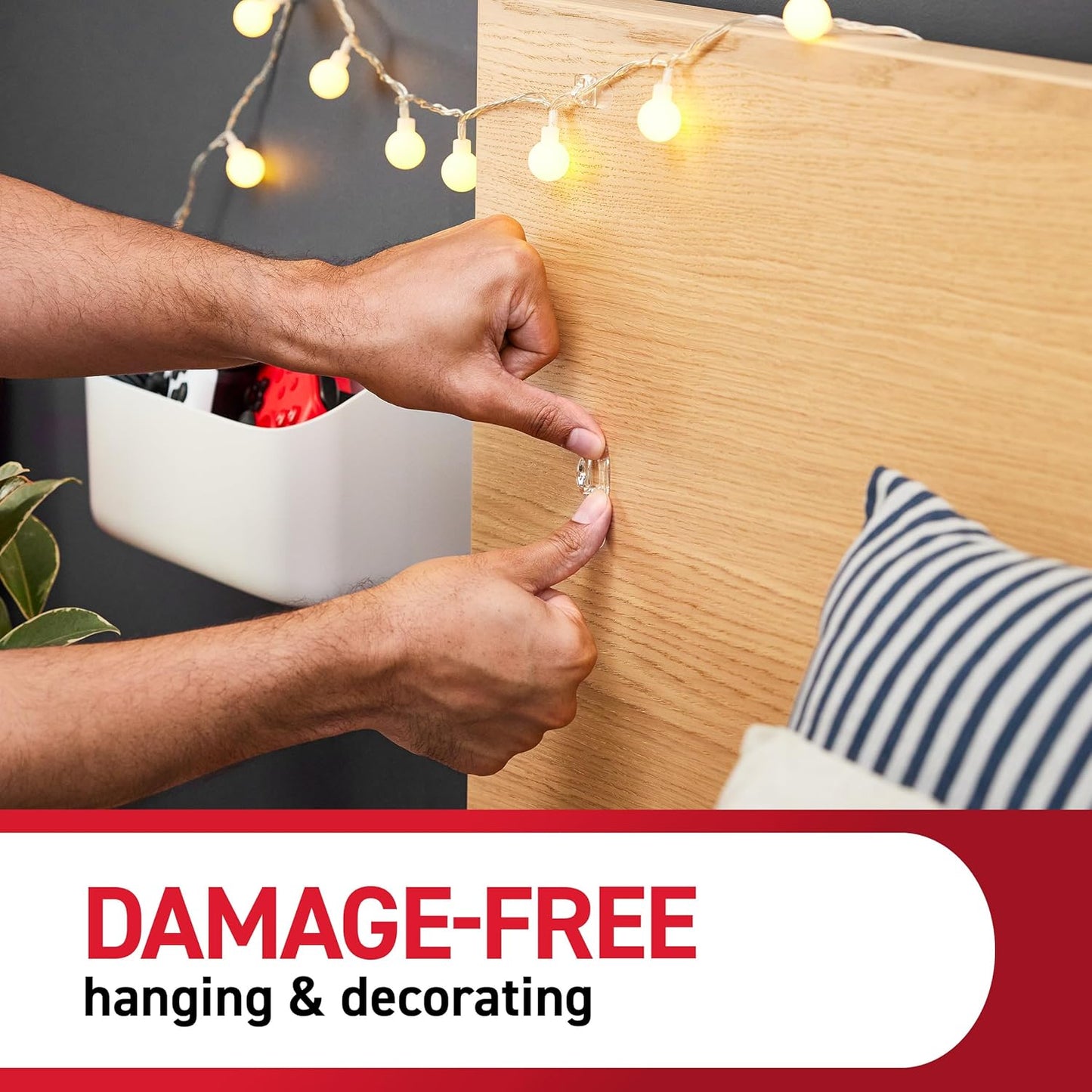 Command Indoor Mini Light Clips, Damage Free Hanging Christmas Light Clips, Mini Wall Clips for Hanging Indoor Christmas Decorations, Lights and Cables, 45 Clear Clips and 54 Command Strips