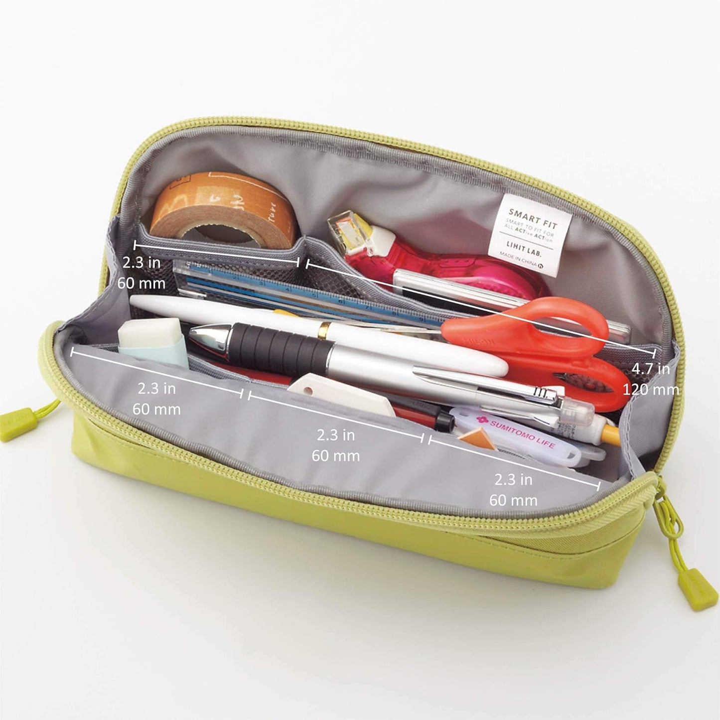 LIHIT LAB Pen Case (Pencil Case), Water & Stain Repellent, 8" x 4'', Navy (A7688-11)