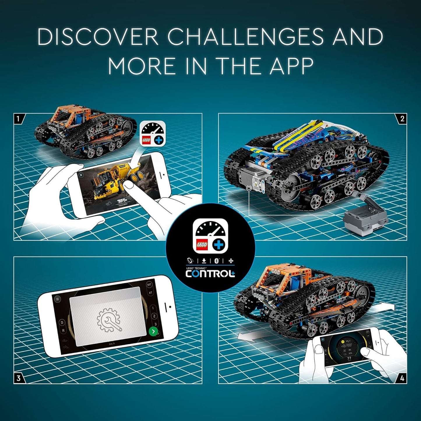 LEGO Technic App-Controlled Transformation Vehicle 42140, Off Road Remote Control Car, Building Car Kit That Flips, 2in1 RC Truck and Race Car Toy, Great Gift for Boys, Girls, Kids Who Love RC Cars