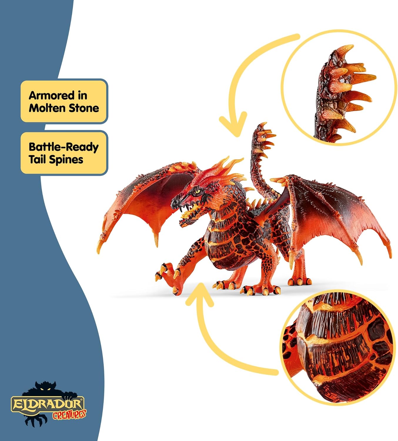 schleich ELDRADOR CREATURES - Lava Dragon, ELDRADOR CREATURES Red Dragon Toy Figurine with Moveable Wings, For Children Ages 7+