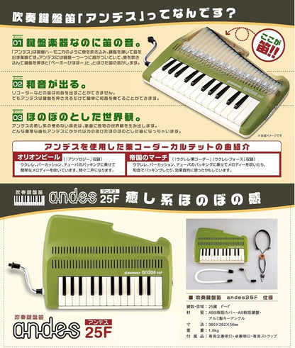 Suzuki A-25F 25-Key Andes Recorder-Keyboard with Mouthpiece and Strap