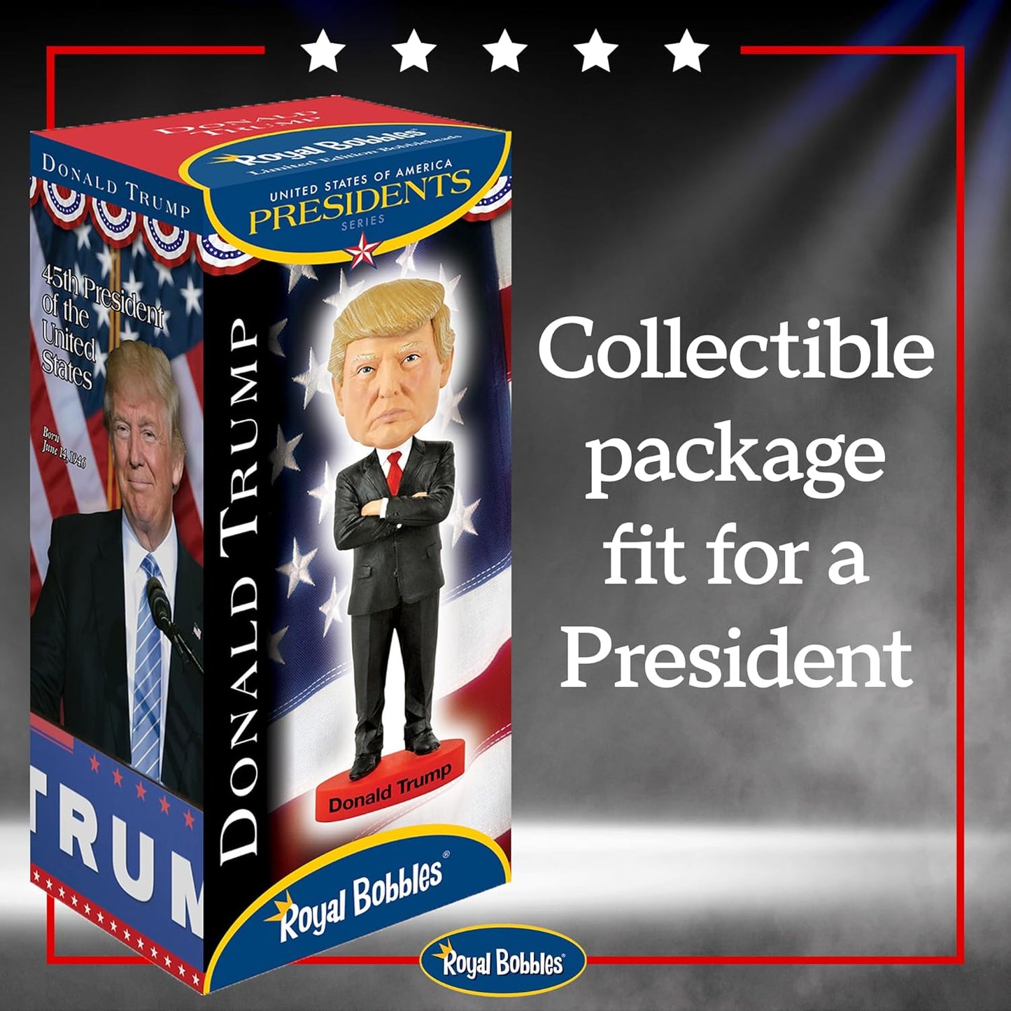 Royal Bobbles Donald Trump, 45th President of The United States ??? 8 Inches Tall ??? Collectible Bobblehead Statue