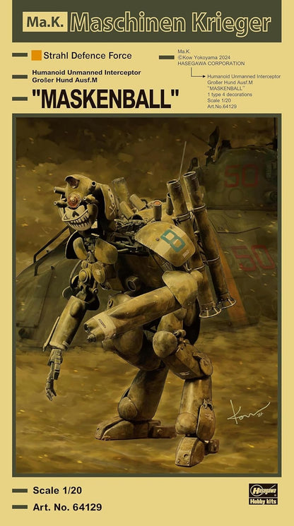 Hasegawa 64129 Maschinen Krieger Humanoid Type Unmanned Shooter, Growsurf.M, Masquerade, 1/20 Scale Plastic Model